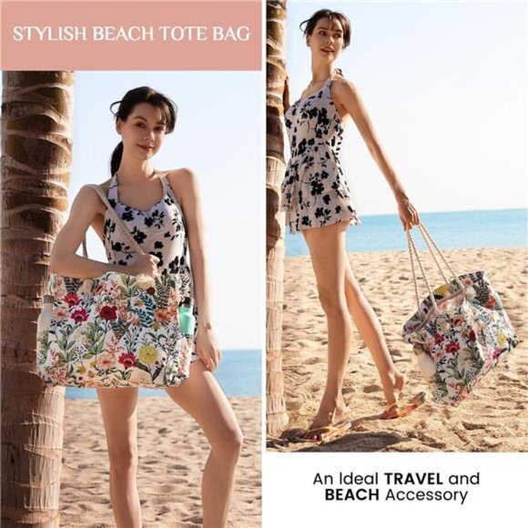 Beach Bag for Women - Large Beach Tote Bag, Waterproof Sandproof - Picture 6 of 7